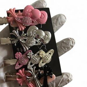 4 pack pink and silver hair clips